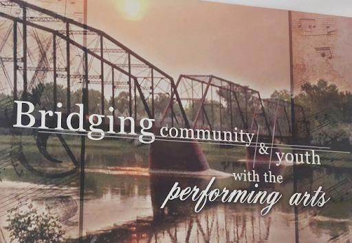 Montana Performing Arts Consortium's 40th Annual Conference Graphic with an ironwork bridge over water