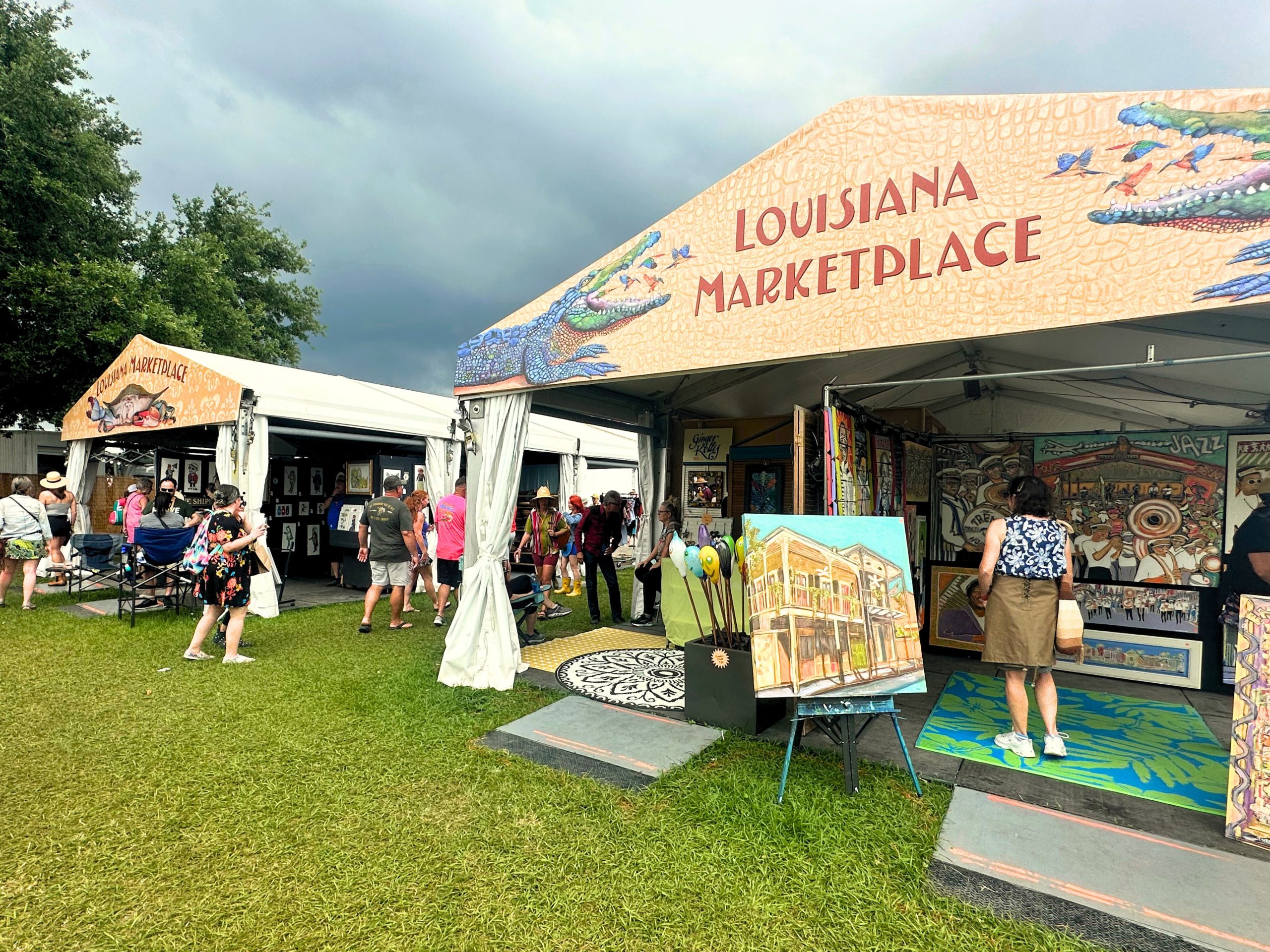An image of the Louisiana Marketplace at the New Orleans Jazz and Heritage Festival.